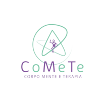 Logo dello studio CoMeTe. É composto da una stella con un omino seduto all'interno e dalla parola CoMeTe, che sta per Corpo, Mente e Terapia, scritto sotto.